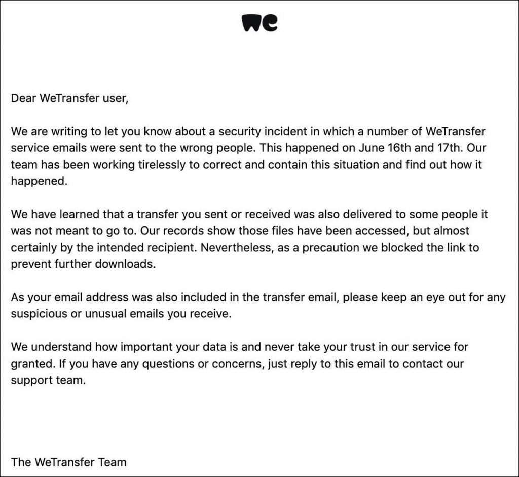 Wetransfer Security Problem